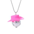 Pink cowgirl hat disco ball pendant necklace retro 70s style party fashion jewelry for women - Glossy Necklace