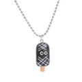 Detailed shot of a cute chocolate ice pop pendant necklace with funny eyes and ball chain. - Necklace / Black Mummy Ice Cream