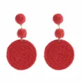 Bohemische rote Bast geflochtene Ohrringe Sommer Strand Urlaub geometrische Kugel Schmuck. - Rot
