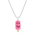 Cute Halloween pink popsicle pendant necklace with silver bead chain, quirky resin jewelry item. - Necklace / Rose Red Demon Ice Cream