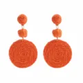 Böhmische orangefarbene Bast-Ohrringe, handgemachte Sommer Strand Stroh Statement Ohrhänger für Damen. - Orange