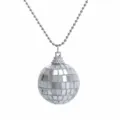 Collana con pendente a sfera da discoteca vintage anni 70 gioiello argento brillante - Collana d'Argento / 40mm