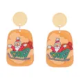 Nahaufnahme Detail von Weihnachten Acryl Ohrringen mit Weihnachtsmann Schlitten Druck. - Weihnachtsmann-Schlitten-Stil (1)