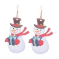Detailansicht der hölzernen Weihnachts-Schneemann-Ohrringe mit feinem Feiertagsdesign. - Stil 1 (Schneemann)