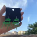 Green glitter acrylic folding chair earrings unique quirky novelty jewelry for women. - Shiny Green Earrings
