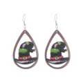 Halloween wooden teardrop earrings with witch hat design, stylish fashion jewelry for girls. - Wizard Hat Style (Style 10)