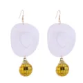 Trendy white cowboy hat and gold disco ball earrings for women party punk fashion jewelry - White