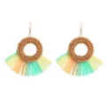 Rattan Raffia Franje Oorhangers Multicolour Handgemaakte Zomer Vakantie Oorringen - Nr.5 Haak