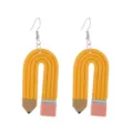 Süße Polymer Ton Bleistift Ohrringe für Damen Mädchen lustige Schule Neuheit Schmuck Geschenke - Stil A Gelber Ohrhaken