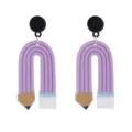 Süße Polymer Clay Bleistift Ohrringe kreative Schule Lehrer hängende Schmuck Geschenk - Stil A Lila Ohrstecker
