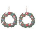Weihnachtskranz Holz Ohrringe festliche Feier Baumeln Ohrringe für Frauen Schmuck - Stil 2 (Kranz)