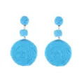 Blaue Bast geflochtene Ohrringe, Boho Strand Urlaub runde Statement Ohrringe Damen - Blau