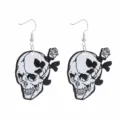Gothic Punk Totenkopf und Rose Ohrringe für Damen, Halloween Mode Schmuck Accessoire. - Klassisch Totenkopf Dimensional Rose Stil