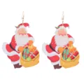 Weihnachten Holz Ohrringe Weihnachtsmann Anhänger Schmuck Geschenke für Damen und Mädchen. - Stil 6 (Weihnachtsmann)