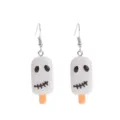Halloween ghost popsicle earrings resin cute funny food jewelry white lolly drop earrings - Earring Hooks / White Ghost Ice Cream