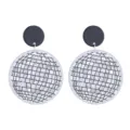 Vintage Disco Kugel Acryl Ohrringe 70er 80er Retro Party Ohrschmuck für Damen Mode - Silberner Glitzer