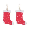 Hölzerne Weihnachtsstrumpf Ohrringe für Damen, rote Punkte hängende Party Ohrringe. - Stil 8 (Weihnachtssocke)