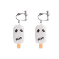 Halloween spooky ghost popsicle clip earrings resin cute food novelty jewelry gift - Clip-On Earrings / White Ghost Ice Cream