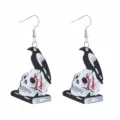 Gotisch Punk Totenkopf Krähe Buch Acryl Ohrringe Neuheit Mode Schmuck Damen Herren - Totenkopf Bücher Und Krähe Kombination