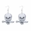 Gothik Punk Stil Totenkopf Dolch Ohrringe Detail, coole Geist Dämon Schmuck Zubehör. - Totenkopf Hält Dolch Stil