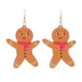 Weihnachten Holz Lebkuchenmann Ohrringe für Damen festliche Party niedlich Ohrhänger Schmuck - Stil 11 (Lebkuchenmann)