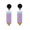 Niedliche kreative Bleistift Hängeohrringe, Polymer Ton Lehrer Schmuck Geschenk für Damen. - Stil B Lila Ohrstecker