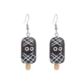 Halloween spooky chocolate popsicle resin earrings, funny novelty food jewelry for women girls. - Earring Hooks / Black Mummy Ice Cream