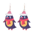 Süße Weihnachts Pinguin Holz Ohrringe mit rotem Schal und Mütze, festlicher Urlaubsschmuck. - Stil 13 (Weihnachtspinguin)