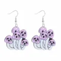 Punk Stil Totenkopf Pilz Acryl Ohrringe, einzigartige gothische Mode Schmuck für Damen. - Bunt Bedruckt Mehrfach Totenkopf Pilz