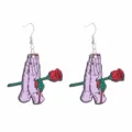 Gotischer Punk Stil betende Hände mit roter Rose Ohrringe Detailaufnahme Ansicht - Betende Hände Rote Rose Blutend