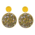 Modische Retro 70er 80er Jahre Diskokugel Acryl Ohrringe Gold Glitzer Party Schmuck - Gold Glitzer