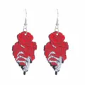 Gotische Punk Stil Skelett Hand und rote Rosen Ohrringe fur Damen Mode Schmuck Detailansicht - Rote Rose Totenkopf Knochen Hand