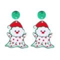 Close-up detail of festive Christmas acrylic earrings with glitter studs and cute holiday charms. - No. 2