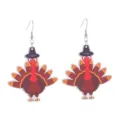 Herbst Thanksgiving Holz Truthahn Ohrringe süße hängende Ohrhänger für Damen Festival Party - Größe 4