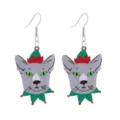 Weihnachtliche graue Katze Acryl Ohrringe, süße festliche Tier Ohrhänger für Damen Schmuck. - Stil 11 (Lustige Katze)