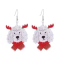 Weihnachtliche Acryl Hund Ohrringe mit Rentiergeweih und rotem Schal fur die Feiertage. - Stil 12 (Schal Hund)