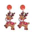 Christmas acrylic cute reindeer earrings detail view, festive red and brown holiday jewelry. - Size 4