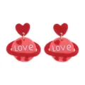 Rote Herz Planet Ohrhaenger mit Love Buchstaben Detail, suesses romantisches Schmuck Stueck. - Rotes Herz und Rosa Planet Love Buchstabe Ohrringe