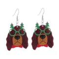Nahaufnahme der niedlichen Weihnachtshund Acryl Ohrringe mit festlichen Baum Brillen. - Stil 13 (Brille Hund)