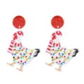 Christmas chicken acrylic earrings cute festive holiday party jewelry for women girls - Size 5