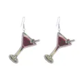 Wooden cocktail glass drop earrings with olive detail for women and girls jewelry fashion. - Cocktail Glass Style (Style 6)