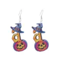 Halloween wooden earrings featuring cute pumpkin and witch hat pendant design for festive party styles. - Pumpkin Witch Hat Style (Style 5)