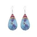 Halloween wooden teardrop earrings detail, gothic eyeball and bat wing design, unique jewelry. - Bat Eyeball Style (Style 4)