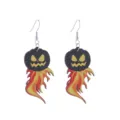 Halloween wooden earrings with scary pumpkin ghost and creative flame design for women. - Flame Ghost Style (Style 3)