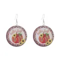 Fall wooden drop earrings featuring pumpkin and leopard print for autumn fashion - Autumn Sunflower Round Style (5258859291737)