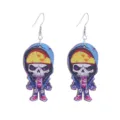 Cartoon skull wooden earrings, Halloween style drop earrings, punk fashion jewelry for women. - Hooded Skull Style (Style 2)