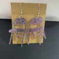 Boucles d'oreilles chaise pliante acrylique pailletee bijoux fantaisie originaux - Multicolore Brillant Boucles d'Oreilles