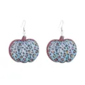 Blue leopard print pumpkin earrings for women autumn Thanksgiving Halloween jewelry gift stud - Blue Leopard Pumpkin Style (5258859291733)