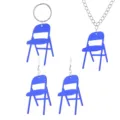 Blaues Acryl Klappstuhl Schmuck Set Details mit Halskette, Ohrringen und Schlüsselanhänger. - Halskette Ohrringe Schlüsselanhänger Kombi / Spiegelkönigsblau