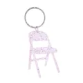 Detailansicht des pinken Glitzer Faltschstuhl Schlüsselanhängers, Acryl Deko Anhänger - Glitzer Rosa